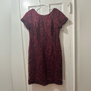 Maroon sequin detailed dress size 12